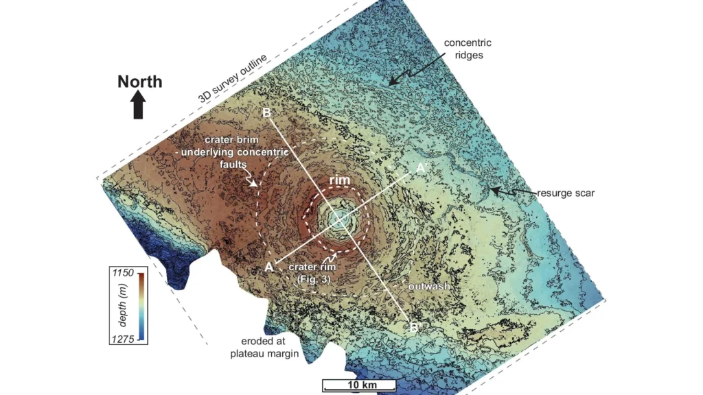 Asteroide de 5 milhas de largura: Cratera oculta sob o Atlântico revelada em 3D deslumbrante