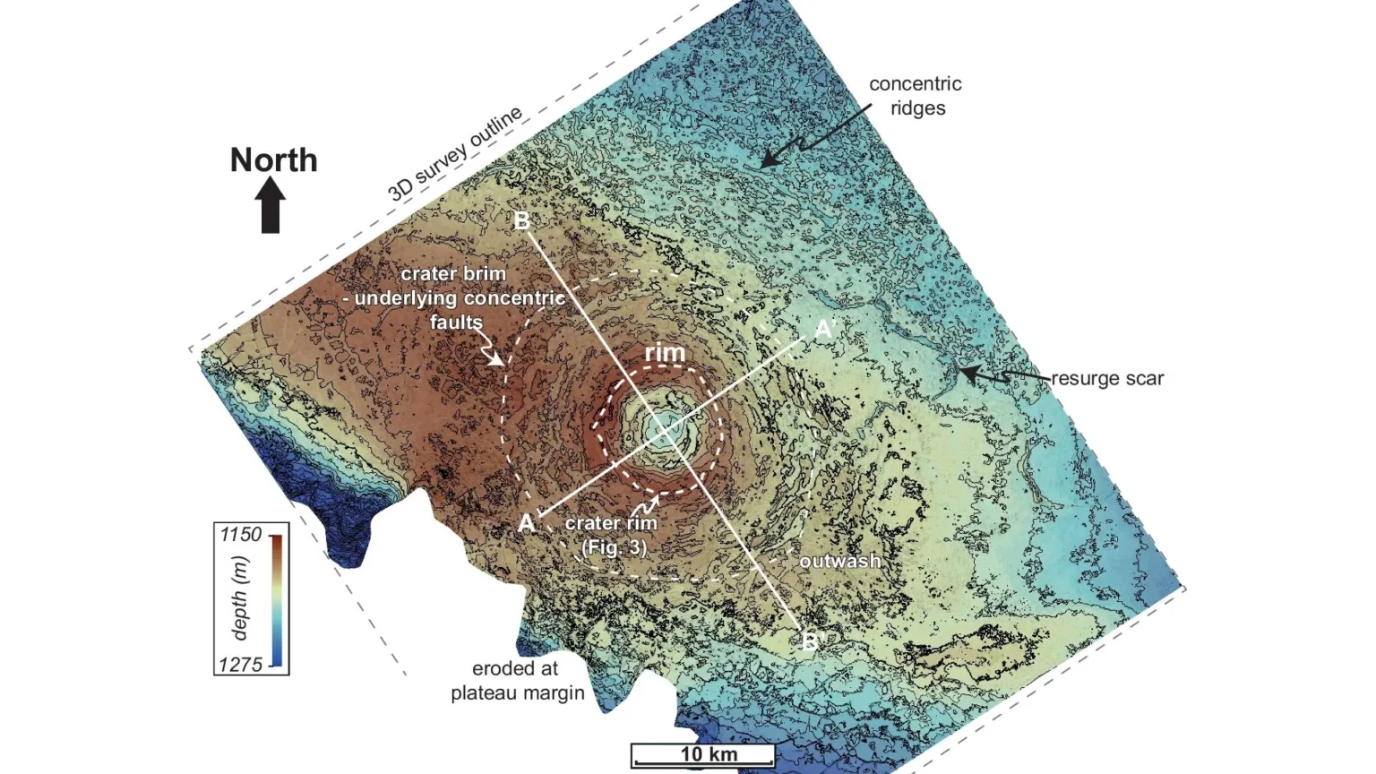 Asteroide de 5 milhas de largura: Cratera oculta sob o Atlântico revelada em 3D deslumbrante
